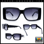 Womens Retro Mod Rectangle Thick Plastic Luxury Minimalist Plastic Sunglasses