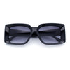 Womens Retro Mod Rectangle Thick Plastic Luxury Minimalist Plastic Sunglasses