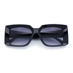 Womens Retro Mod Rectangle Thick Plastic Luxury Minimalist Plastic Sunglasses