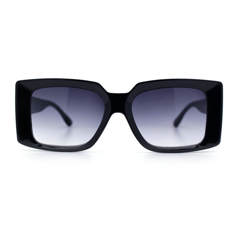 Womens Retro Mod Rectangle Thick Plastic Luxury Minimalist Plastic Sunglasses