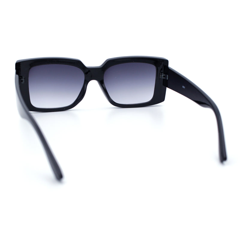 Womens Retro Mod Rectangle Thick Plastic Luxury Minimalist Plastic Sunglasses