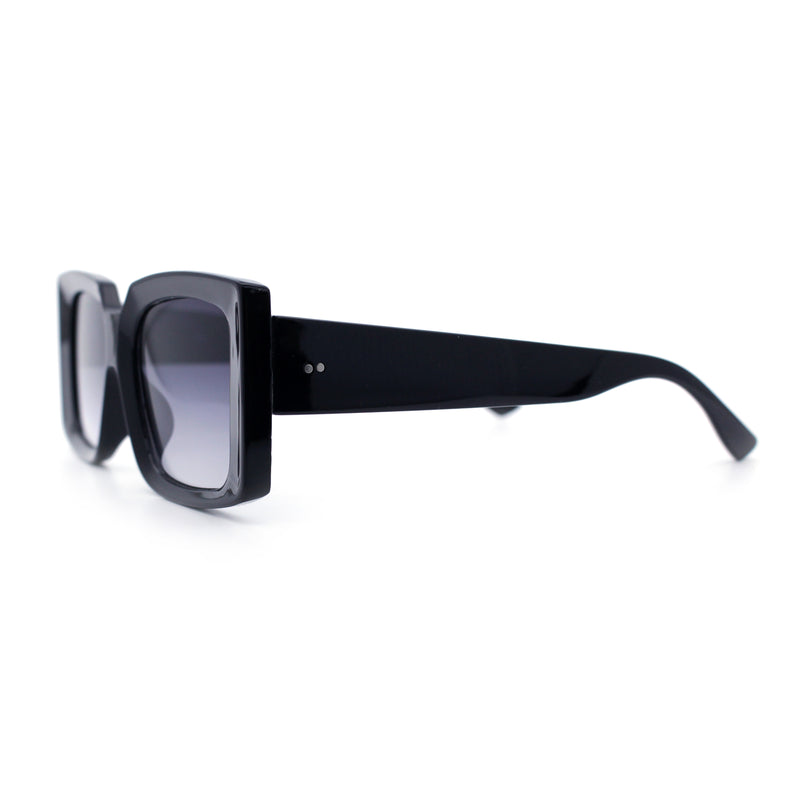 Womens Retro Mod Rectangle Thick Plastic Luxury Minimalist Plastic Sunglasses
