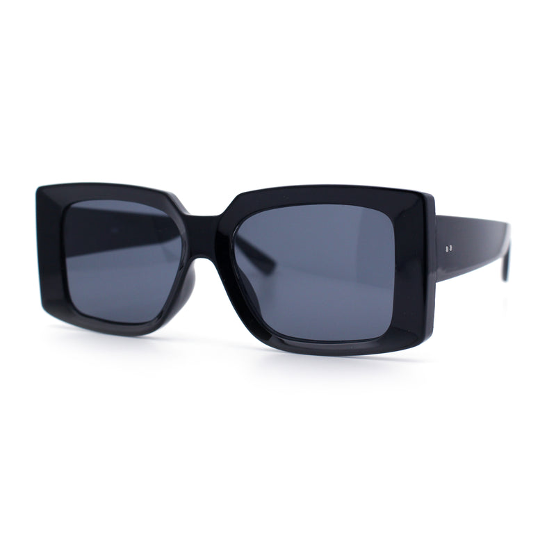 Womens Retro Mod Rectangle Thick Plastic Luxury Minimalist Plastic Sunglasses