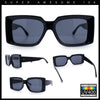 Womens Retro Mod Rectangle Thick Plastic Luxury Minimalist Plastic Sunglasses