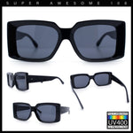 Womens Retro Mod Rectangle Thick Plastic Luxury Minimalist Plastic Sunglasses