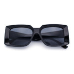 Womens Retro Mod Rectangle Thick Plastic Luxury Minimalist Plastic Sunglasses