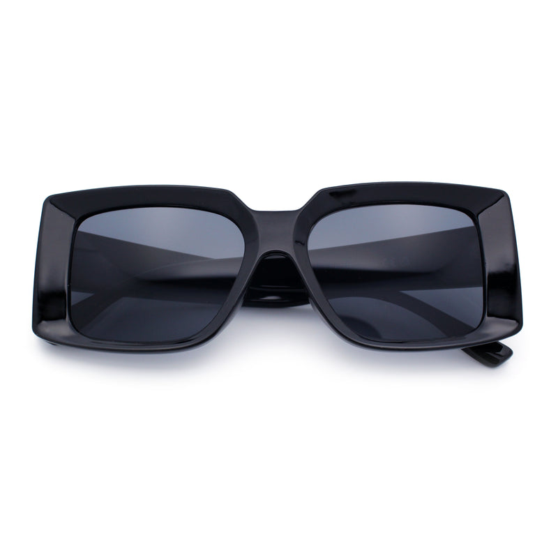 Womens Retro Mod Rectangle Thick Plastic Luxury Minimalist Plastic Sunglasses