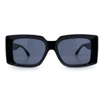 Womens Retro Mod Rectangle Thick Plastic Luxury Minimalist Plastic Sunglasses