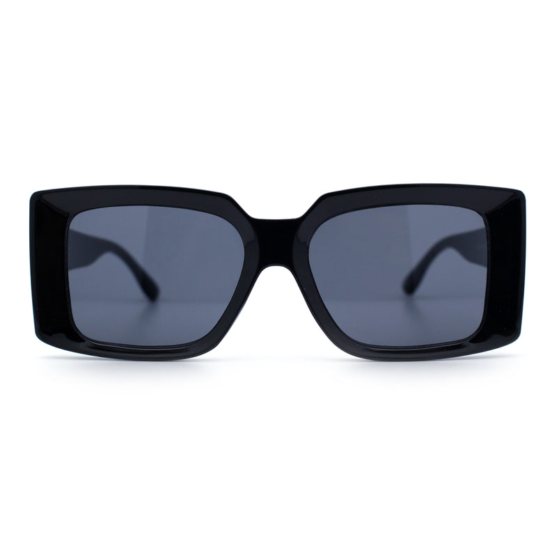 Womens Retro Mod Rectangle Thick Plastic Luxury Minimalist Plastic Sunglasses