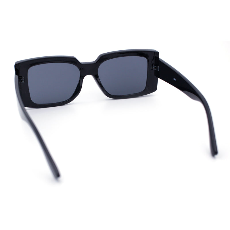 Womens Retro Mod Rectangle Thick Plastic Luxury Minimalist Plastic Sunglasses
