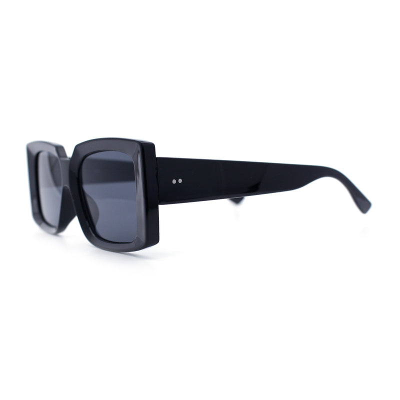 Womens Retro Mod Rectangle Thick Plastic Luxury Minimalist Plastic Sunglasses