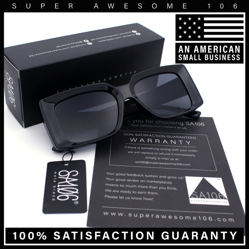 Womens Retro Mod Rectangle Thick Plastic Luxury Minimalist Plastic Sunglasses