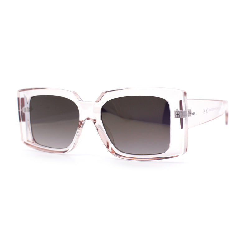 Womens Retro Mod Rectangle Thick Plastic Luxury Minimalist Plastic Sunglasses