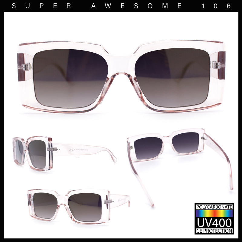 Womens Retro Mod Rectangle Thick Plastic Luxury Minimalist Plastic Sunglasses