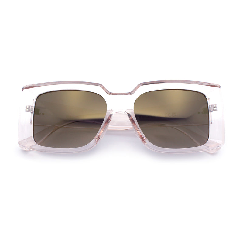 Womens Retro Mod Rectangle Thick Plastic Luxury Minimalist Plastic Sunglasses