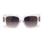 Womens Retro Mod Rectangle Thick Plastic Luxury Minimalist Plastic Sunglasses