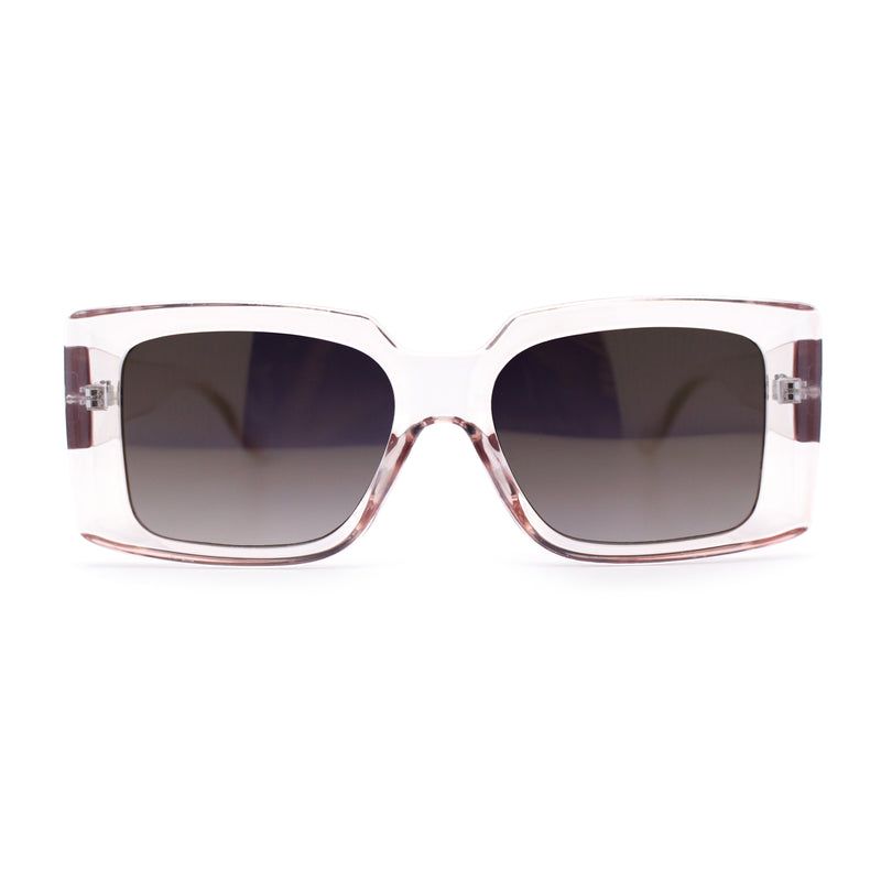 Womens Retro Mod Rectangle Thick Plastic Luxury Minimalist Plastic Sunglasses