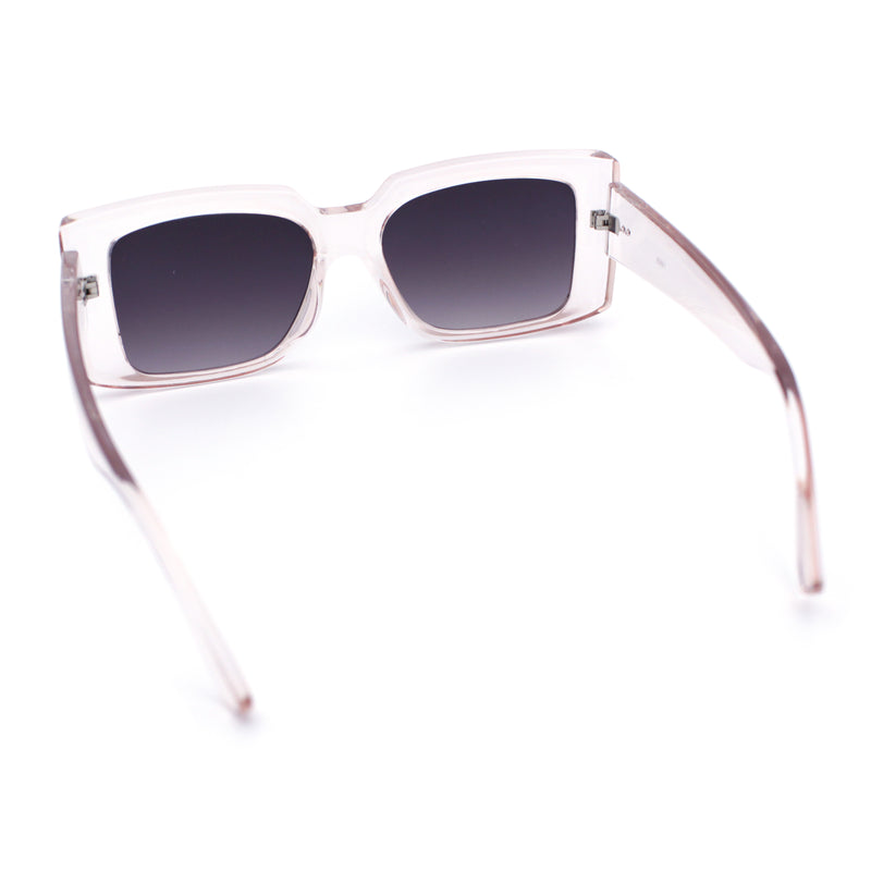 Womens Retro Mod Rectangle Thick Plastic Luxury Minimalist Plastic Sunglasses
