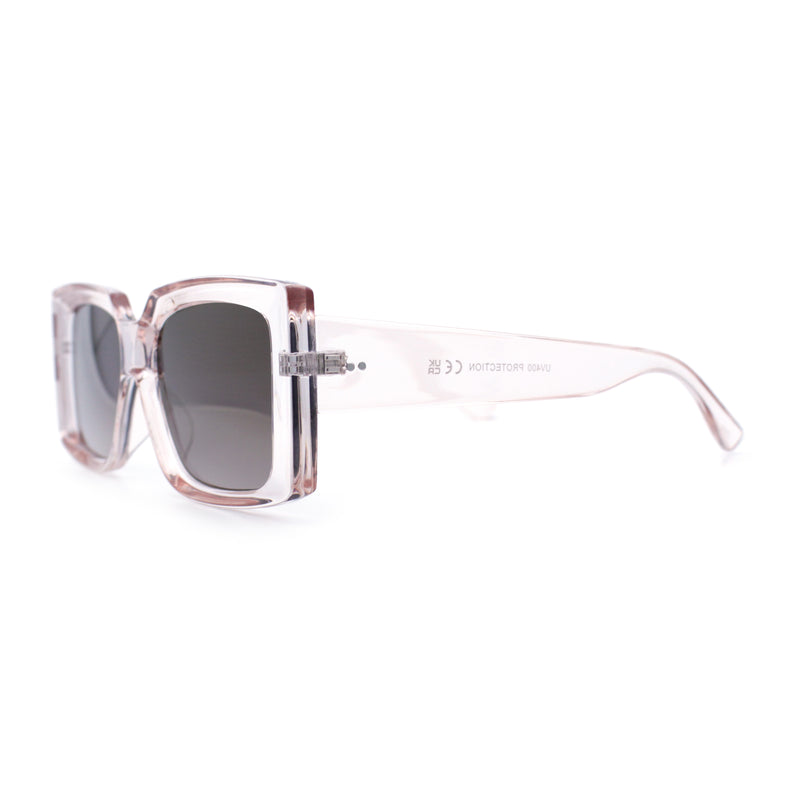 Womens Retro Mod Rectangle Thick Plastic Luxury Minimalist Plastic Sunglasses