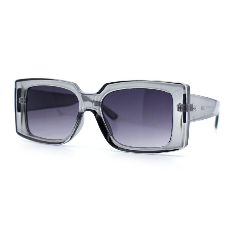 Womens Retro Mod Rectangle Thick Plastic Luxury Minimalist Plastic Sunglasses