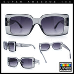 Womens Retro Mod Rectangle Thick Plastic Luxury Minimalist Plastic Sunglasses