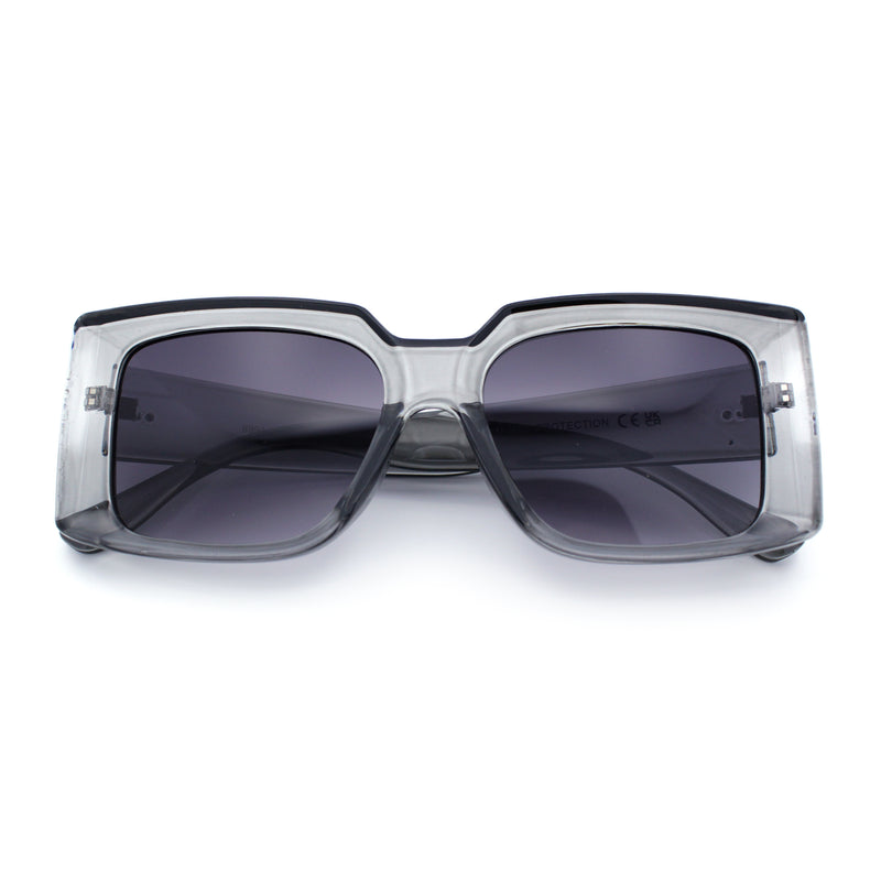 Womens Retro Mod Rectangle Thick Plastic Luxury Minimalist Plastic Sunglasses