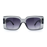 Womens Retro Mod Rectangle Thick Plastic Luxury Minimalist Plastic Sunglasses