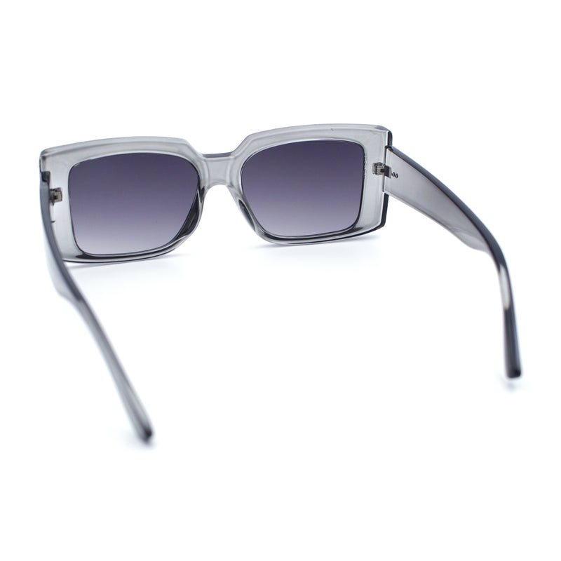Womens Retro Mod Rectangle Thick Plastic Luxury Minimalist Plastic Sunglasses