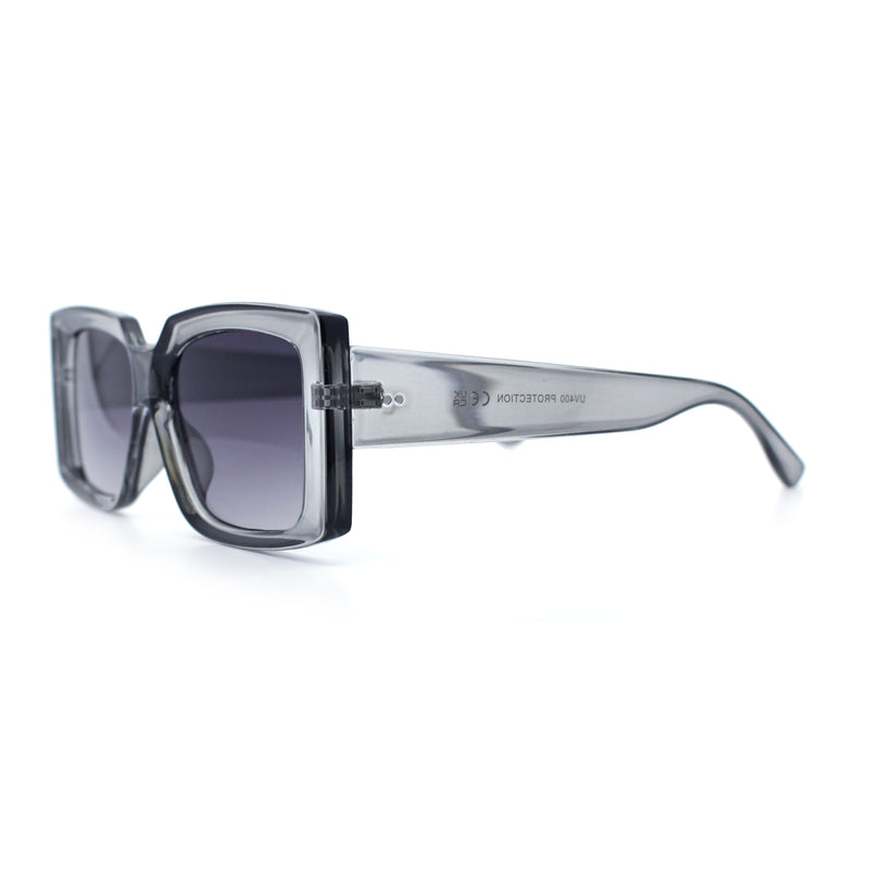 Womens Retro Mod Rectangle Thick Plastic Luxury Minimalist Plastic Sunglasses