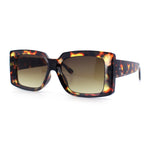 Womens Retro Mod Rectangle Thick Plastic Luxury Minimalist Plastic Sunglasses