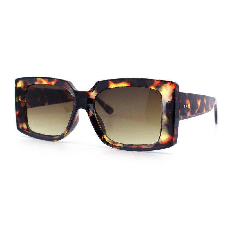 Womens Retro Mod Rectangle Thick Plastic Luxury Minimalist Plastic Sunglasses
