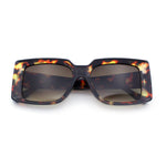 Womens Retro Mod Rectangle Thick Plastic Luxury Minimalist Plastic Sunglasses