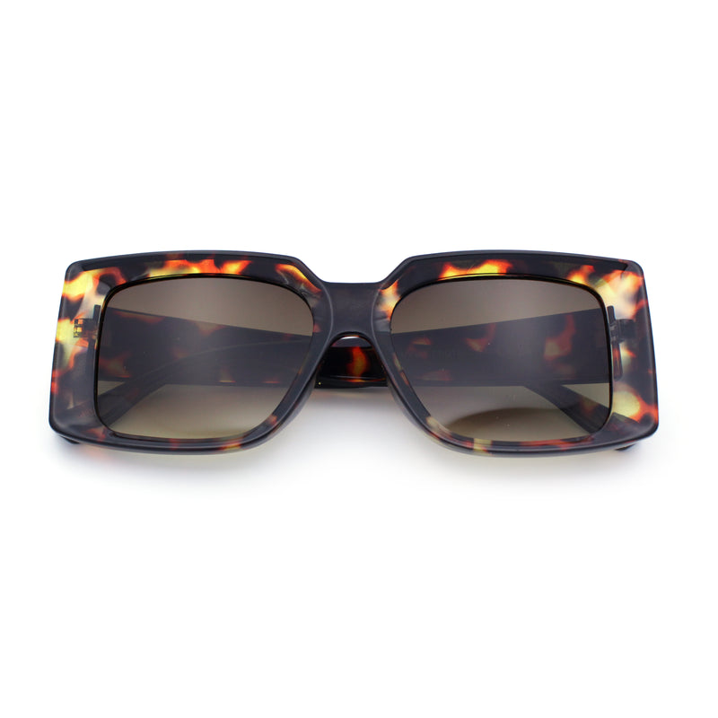 Womens Retro Mod Rectangle Thick Plastic Luxury Minimalist Plastic Sunglasses