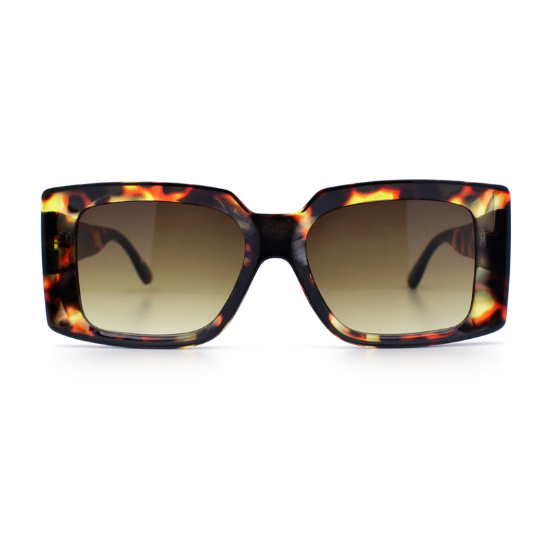 Womens Retro Mod Rectangle Thick Plastic Luxury Minimalist Plastic Sunglasses