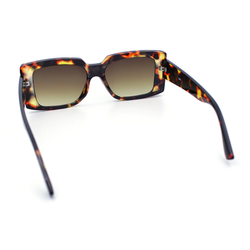 Womens Retro Mod Rectangle Thick Plastic Luxury Minimalist Plastic Sunglasses