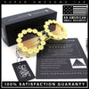Womens Hippie Bold Daisy Flower Trim Circle Lens Plastic Retro Sunglasses