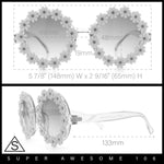 Womens Hippie Bold Daisy Flower Trim Circle Lens Plastic Retro Sunglasses
