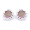 Womens Hippie Bold Daisy Flower Trim Circle Lens Plastic Retro Sunglasses