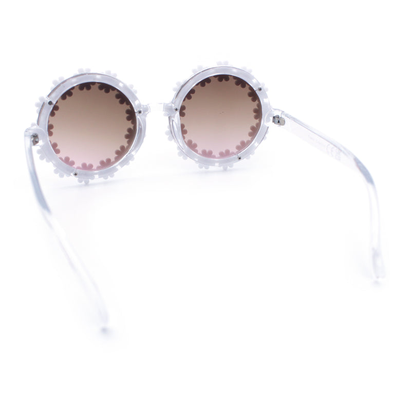 Womens Hippie Bold Daisy Flower Trim Circle Lens Plastic Retro Sunglasses