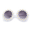 Womens Hippie Bold Daisy Flower Trim Circle Lens Plastic Retro Sunglasses