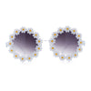 Womens Hippie Bold Daisy Flower Trim Circle Lens Plastic Retro Sunglasses