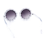 Womens Hippie Bold Daisy Flower Trim Circle Lens Plastic Retro Sunglasses