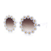 Womens Hippie Bold Daisy Flower Trim Circle Lens Plastic Retro Sunglasses