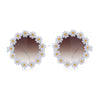 Womens Hippie Bold Daisy Flower Trim Circle Lens Plastic Retro Sunglasses