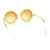 Womens Hippie Bold Daisy Flower Trim Circle Lens Plastic Retro Sunglasses