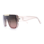 Womens Flat Top Shield Mogul Inset Lens Oversize Rectangle Plastic Sunglasses