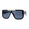 Womens Flat Top Shield Mogul Inset Lens Oversize Rectangle Plastic Sunglasses