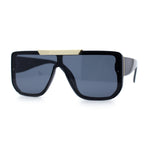 Womens Flat Top Shield Mogul Inset Lens Oversize Rectangle Plastic Sunglasses