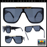 Womens Flat Top Shield Mogul Inset Lens Oversize Rectangle Plastic Sunglasses