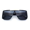 Womens Flat Top Shield Mogul Inset Lens Oversize Rectangle Plastic Sunglasses